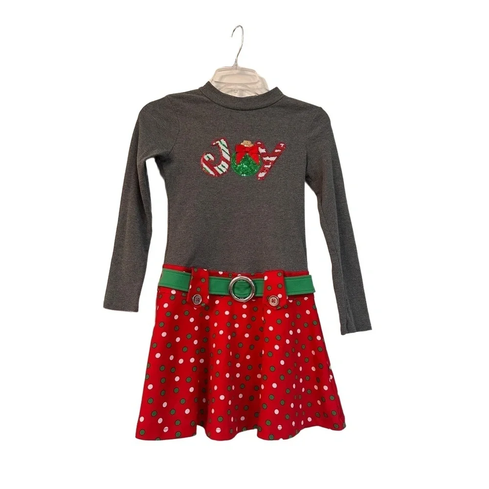 Pink & Violet Girls Dress L 10/12 Multicolor Holiday Christmas Sequined JOY